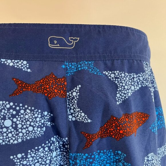 Vineyard Vines Men's Blue Shark Printed Board Swim Shorts - Size 38 - Picture 3 of 7